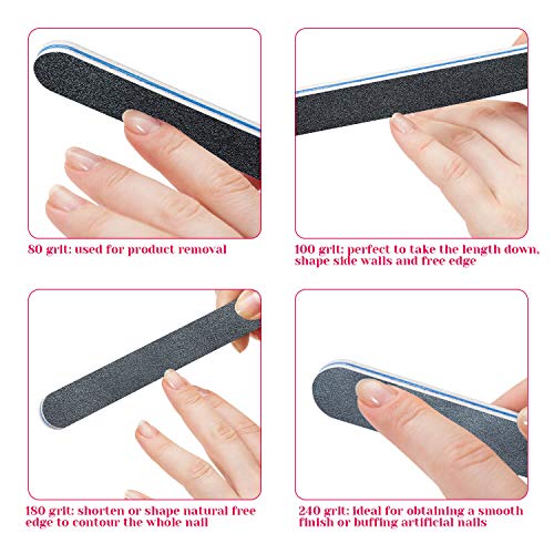 image for Anezus 15Pcs Nail File Set Emery Boards Double Sided Black Washable Na