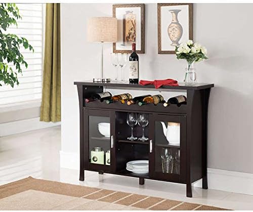 K and B Furniture Co Inc WR1346 Espresso Wood/Veneer/Glass Wine Rack