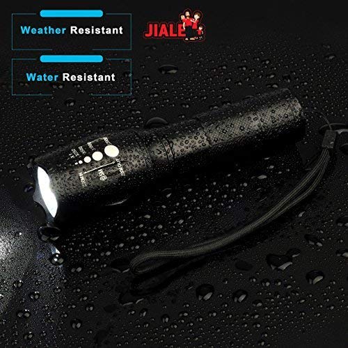 Tactical Flashlight Super Bright LED T6 CREE Flashlights 1000 Lumens [2 PACK] with 2 Rechargeable 18650 Lithium Ion Batteries and Charger - Water Resistant, Ideal for Camping Emergency or Gift-Giving - Thumbnail 4