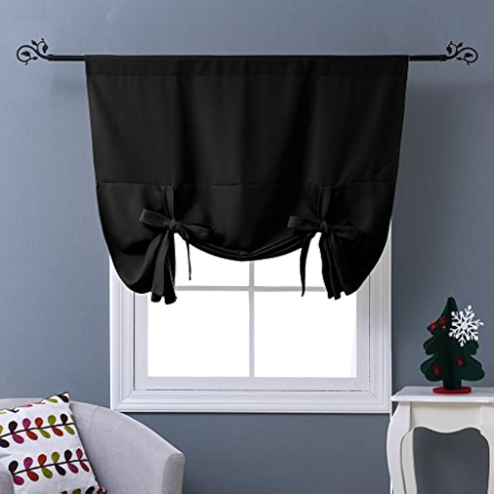 Blackout Curtain Panels For Bathroom Windows - Adjustable Tie Up Shade ...