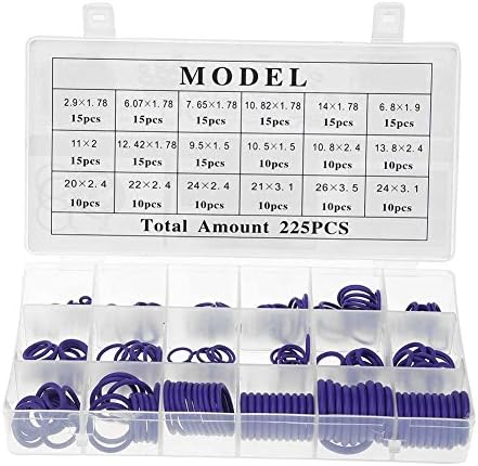 Demiawaking 225 Pcs/18 Sizes Rubber O-Ring Tap Sealing Gasket Washer Seal Assortment Set