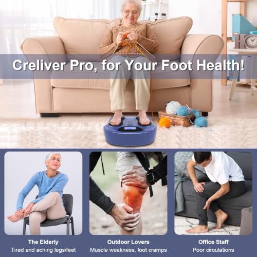 Circulation Blood Booster for Feet and Legs, EMS & TENS Stimulation for Muscle Relaxation, Foot Massager with 8 Body Pads & Remote, 25 Modes 99 Intensity Drug-Free Relief for Daily Relax at Home