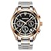 Watches Mens Sports Chronograph Waterproof Analog Quartz Watch with Black Leather Band Fashion Watch Women Watches (K-Rose Black)