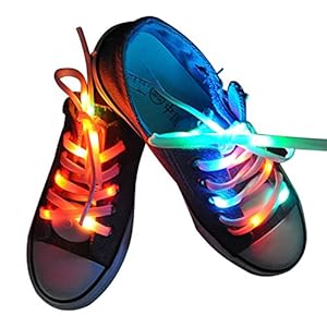 fourHeart LED Schnürsenkel 3 Lichtmodi +++ leuchtende Schuhbänder +++ 100 cm aus Nylon +++ Perfect für Sport Party Tanz…