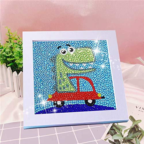 qiaoniuniu 5D Diamond Painting for Kids, Painting by Number Kits, Arts Crafts Supply Set, Mosaic Making for Home Wall Decor Gifts for Christmas Birthday (Dinosaur)