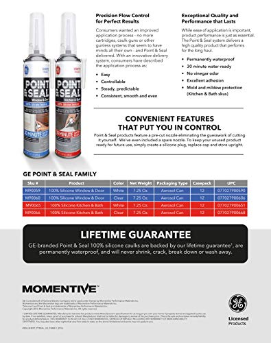 GE M90065 Point & Seal Kitchen & Bath Caulk 7.25 oz White