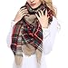 Bess Bridal Women's Plaid Blanket Winter Scarf Warm Cozy Tartan Wrap Oversized Shawl Cape
