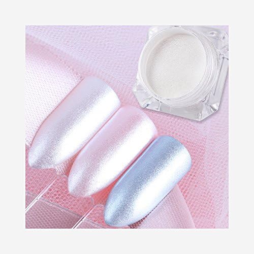 1 Box Diamond Pearl Mermaid Powder 1.5g Shining White Nail Art Glitter Powder Dust DIY Nail Decoration Pigment
