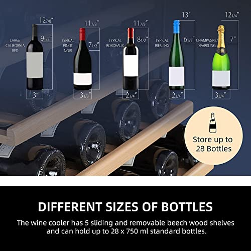 Karcassin 15 Inch Wine Cooler Refrigerator, Mini Fridge 28 Bottle