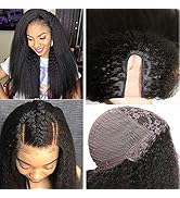 U Part Wig Human Hair Kinky Straight Wigs for Black Women,22 inch Brazilian Yaki Straight Half Wi...