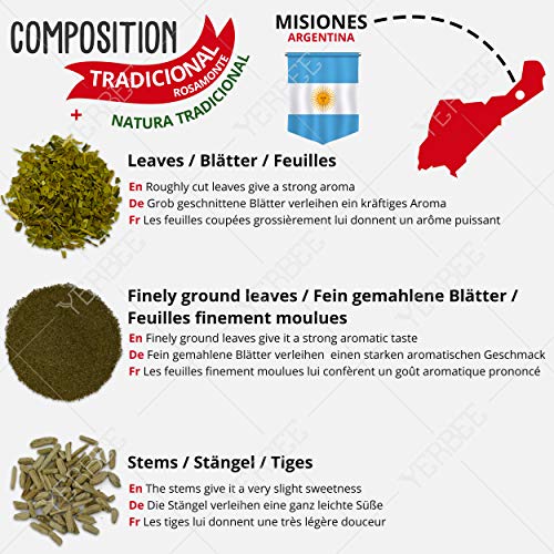 Yerba Mate Tee Rosamonte Traditional Set 2.5 kg ( 5x500g ) mit Himbeere Kombucha Pilz Drink | 100% Natürliches… – Bild 4