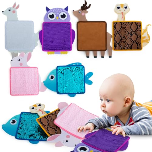 Sensory Mats for Children, Babies, Toddlers, Elders With ASD/SPD - 6 Set Different Textures Tiles & Vivid Animals Expressions Mini Mats - Tactile Toys for Autistic and Sensory Issues