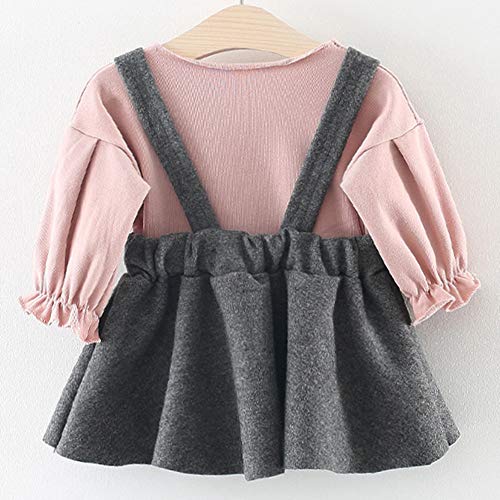 Charberry Infant Baby Girls Long Sleeve Love Print Tops+Bunny Ears Overalls Skirt Outfits - Thumbnail 2