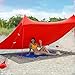 Red Suricata Family Beach Tent & Beach Canopy, UPF50 Sun Beach Shade, Sunshade with 4 Aluminum Poles, 4 Pole Anchors & Sand Shovel, Large & Portable Sun Shelter Tarp (Large, Red)
