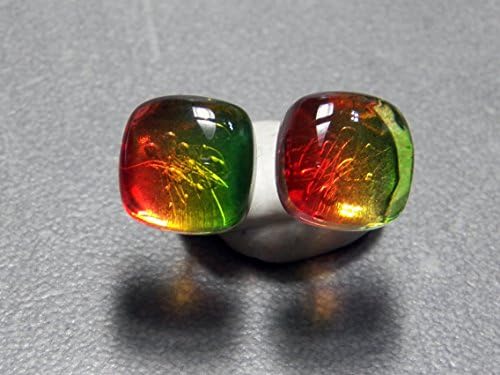 10mm Bi-Color Watermelon Tourmaline Quartz Crystal and Sterling Silver Post Earrings