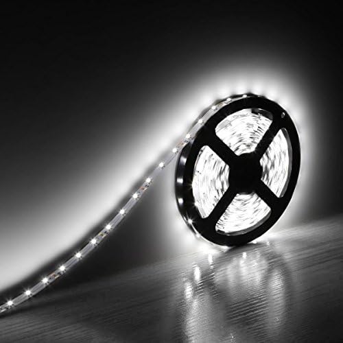 NATURALIGHTLED 16.4ft LED Flexible Light Strip, 300 Units SMD 2835 LEDs, 12V DC Non-waterproof, Light Strips, DIY Christmas Holiday Home Kitchen Car Bar Indoor Party Decoration (Cool White 6000K)