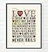 Love is Patient Love is Kind, 1 Corinthians 13:4-8 Christian Unframed Art Print, Vintage Bible Verse Scripture Wall and Home Decor Poster, Wedding Gift, 8x10 Inches