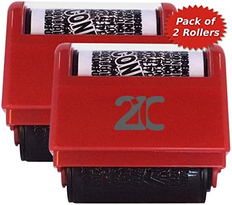 21C Identity Theft Protection Roller Stamp (2 Pack) ID Security Stamp 1.5 Inch Wide Red