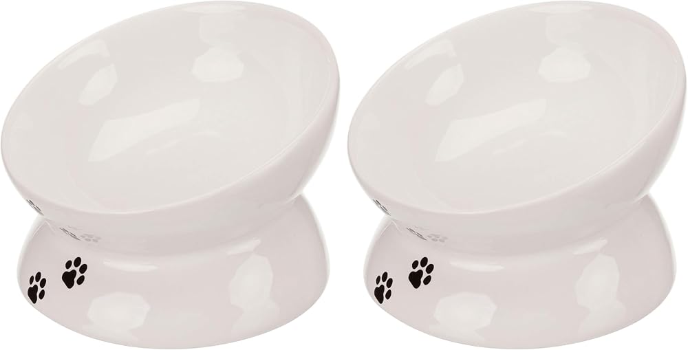 TRIXIE Ceramic Cat Feeding Station White 0.25 L Diameter 13 cm Pack of 2