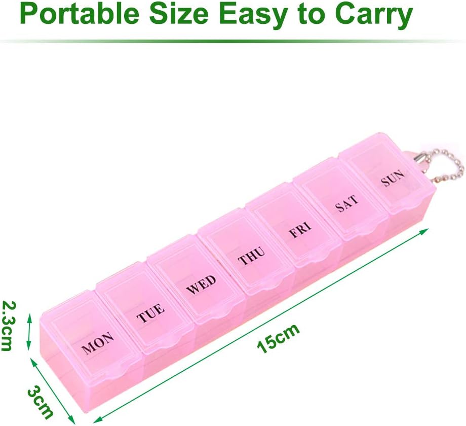 Pill Box Organiser 7 Day One Time a Day Pill Dispenser Storage Case for Medication Supplements, Vitamins and Cod Liver Oil Pink - Image 5