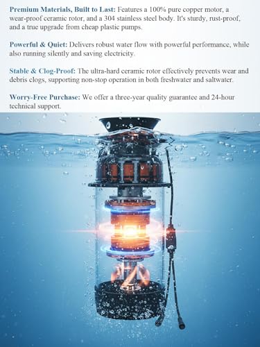 Pond Fountain Aerator with Lights, 1 HP with Dynamic RGB Lighting, Adjustable Modes, Digital Timer, for Large Ponds, Lakes & Outdoor Water Features, 15,000 GPH, 750W 110V, 100FT Cord