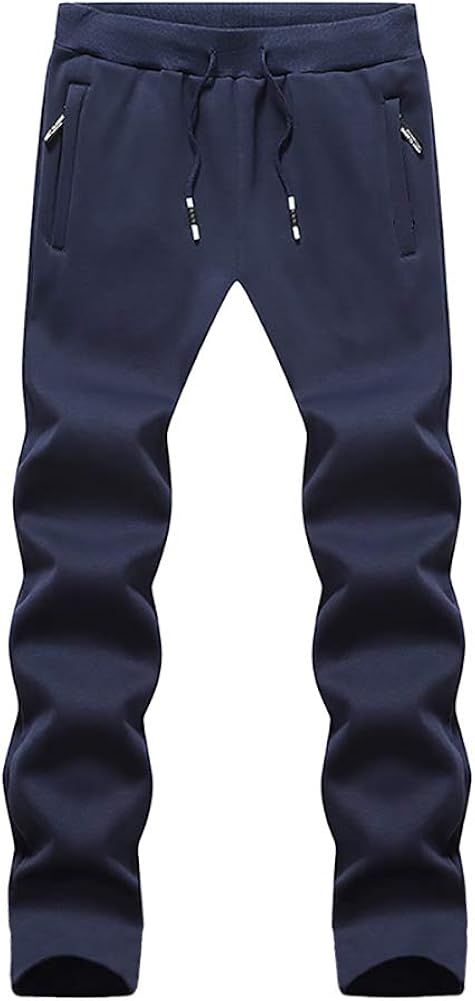 FASKUNOIE Men's Elastic Joggers Open Bottom Running Pants Comfortable Casual Trousers with Zipper Pockets: Clothing