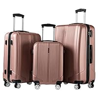 Luggage Set 3 Piece Set Suitcase set with TSA Lock Spinner Hard shell Lightweight (Rose gold)