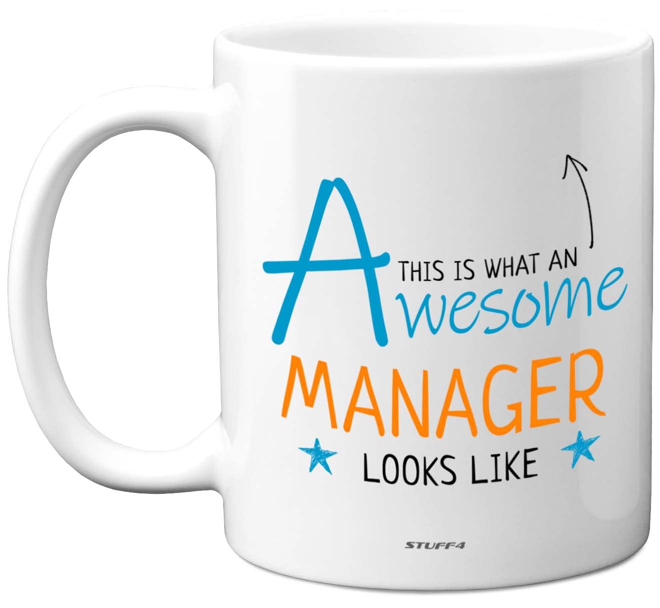 Stuff4 This is What an Awesome Manager Looks Like Mug, 11oz Ceramic Dishwasher Safe Premium Mugs, Present for Manager, Worlds Best boss Giving Manger, White