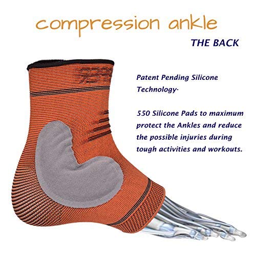 Thx4COPPER Infused Compression Ankle Brace,Silicone Ankle Sleeve Support, Pain Relief from