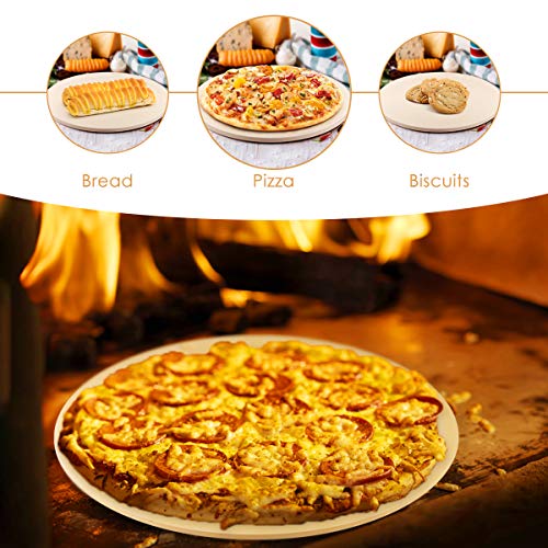 Pizza Stone, Cakie Heavy Duty Ceramic Pizza Grilling Stone, 16 Inch Round Baking Stone, Pizza Pan, Perfect for Oven, BBQ and Grill, Thermal Shock Resistant, Durable and Safe