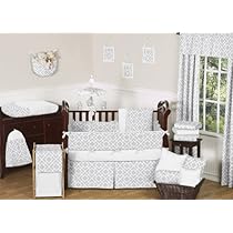 Unique Crib Bedding Gender Neutral Gray and White Diamond Grey Baby Boy Girl Geometric Bedding 9pc Crib Set