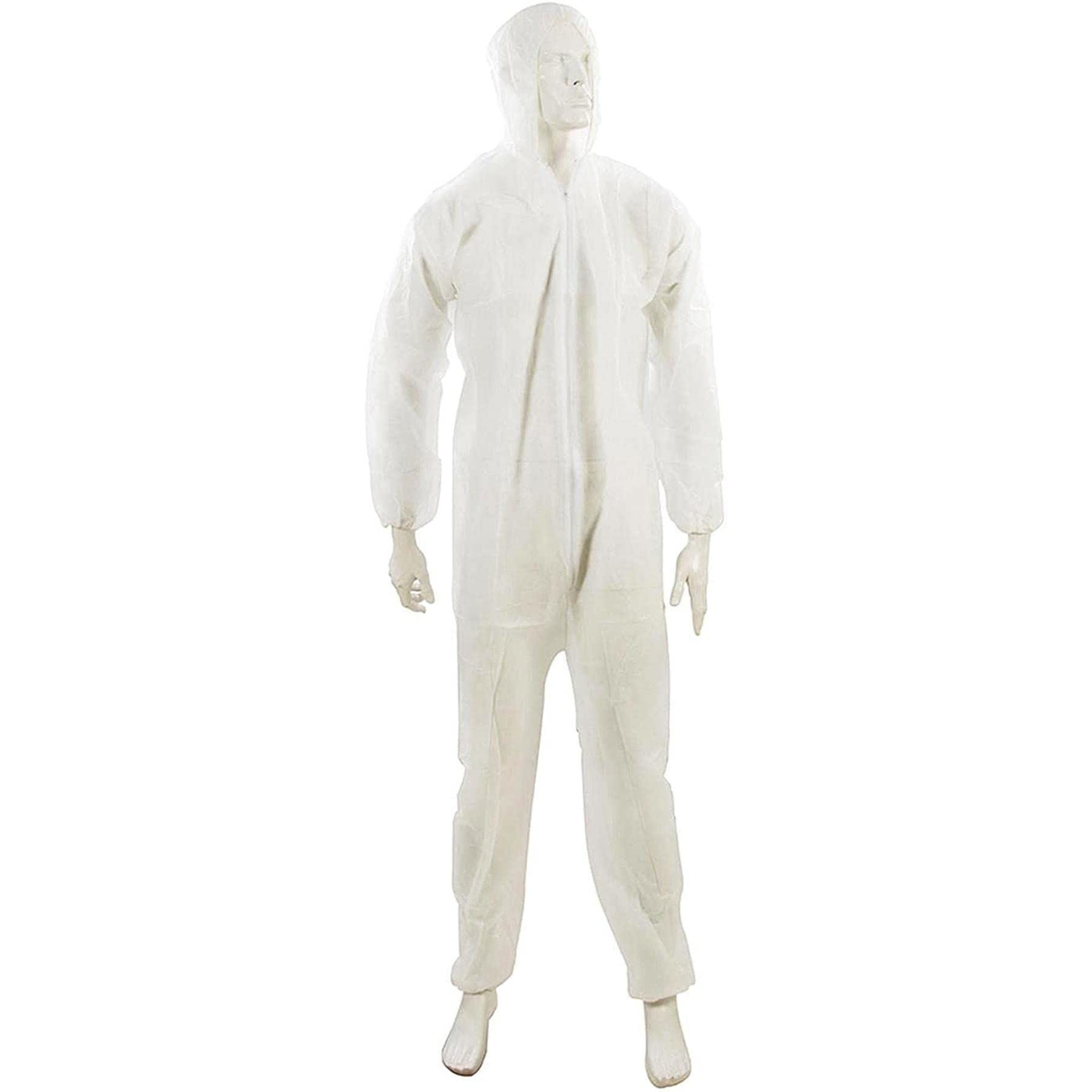 Dapetz ® Disposable Coverall Protective Suits Overall Suits with Hood Large 175cm 69", Elastic Cuffs, Ankles, and Hood, Zip Front Opening for Painting, Cleaning, Safety Workwear, Men, Women