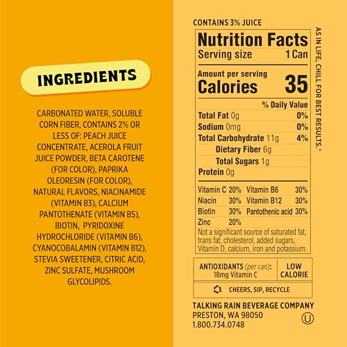POPWELL TROPICAL MANGO BETTER-FOR-YOU PREBIOTIC SODA, WITH 6G FIBER, 1G SUGAR, VITAMINS AND IMMUNITY SUPPORT, 12 FL OZ CANS (PACK OF 12)