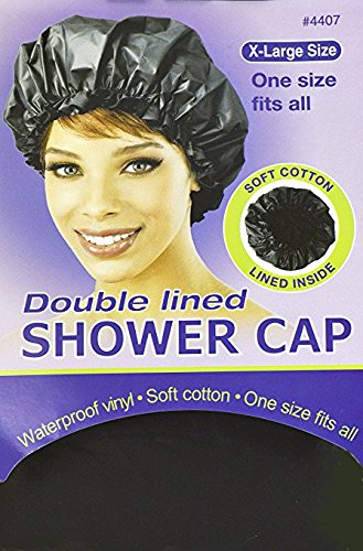 Annie X-large Double Lined Shower Cap Waterproof (Black) #4407