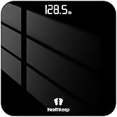 Digital Bathroom Scale for Body Weight: High-Precision 4-Sensor Accuracy, LED Display, 400lb/180kg Capacity, Safe Rounded Corners, Batteries Included