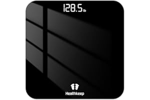 HEALTHKEEP Digital Bathroom Scale for Body Weight: High-Precision 4-Sensor Accuracy, LED Display, 400lb/180kg Capacity, Safe Rounded Corners, Batteries Included