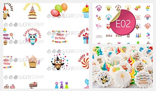 Sugar Stamp Sheet - Birthday Owls & Celebration - E02