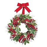 Lighted Red Berry Holiday Wreath