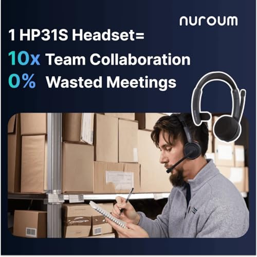Nuroum HP31S(3rd Gen) Wireless Bluetooth Headphones with Microphone for PC, USB Dongle/Charging Base/V5.4/45H Duration/Silent Mode, Headphones with AI Microphone Cancellation for CallCenter/Teams/Office