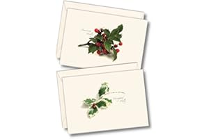 Earth Sky + Water - American Holly Assortment Notecard Set - 8 Blank Cards with Envelopes (4 each of 2 styles)