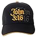 Artisan Owl John 3:16 Embroidered Cap - Christian Religious Hat with Adjustable Closure (Black)