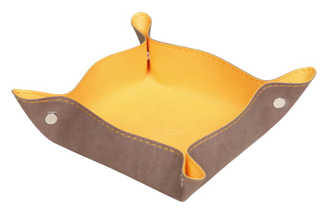 RHODIA 318853C - Chocolate Reversible Tidy Box - 12x12x4.5 cm - Orange Saddle Stitching, Magnetic Corners - Faux Leather - Rhodiarama Home Office Collection - Office Organization & Designer Storage