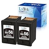 LxTek Remanufactured Ink Cartridge for HP 56 C6656AN High Yield, Used with HP Deskjet 5850 5650 5150 5550, HP Photosmart 7150 7350 7260 7450 7550 7760, Officejt 4215, PSC 2210 2510 Printer (2 Black)