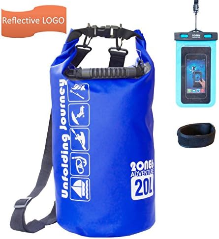 Best Waterproof Dry Bag, 20L, Keep Your Things Dry! With Should Strap, Phone Bag Included. Reflective LOGO. Perfect for Kayaking, Fishing, Boating, Canoeing, Beach, Camping, By 2ONE6 Adventure