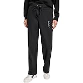 DKNY Womens Stacked Satin Logo Track Pant with Pockets