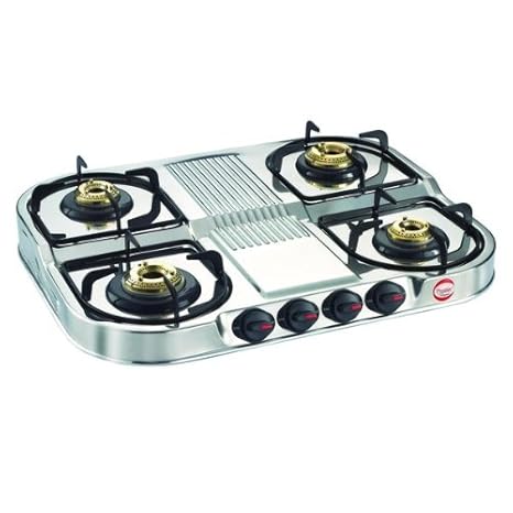 Buy Prestige Stainless Steel 4 Burner Gas Stove Silver Online At