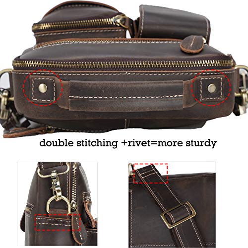 Full Grain Leather Messenger Bag for Men Crossbody Shoulder Bags Fits