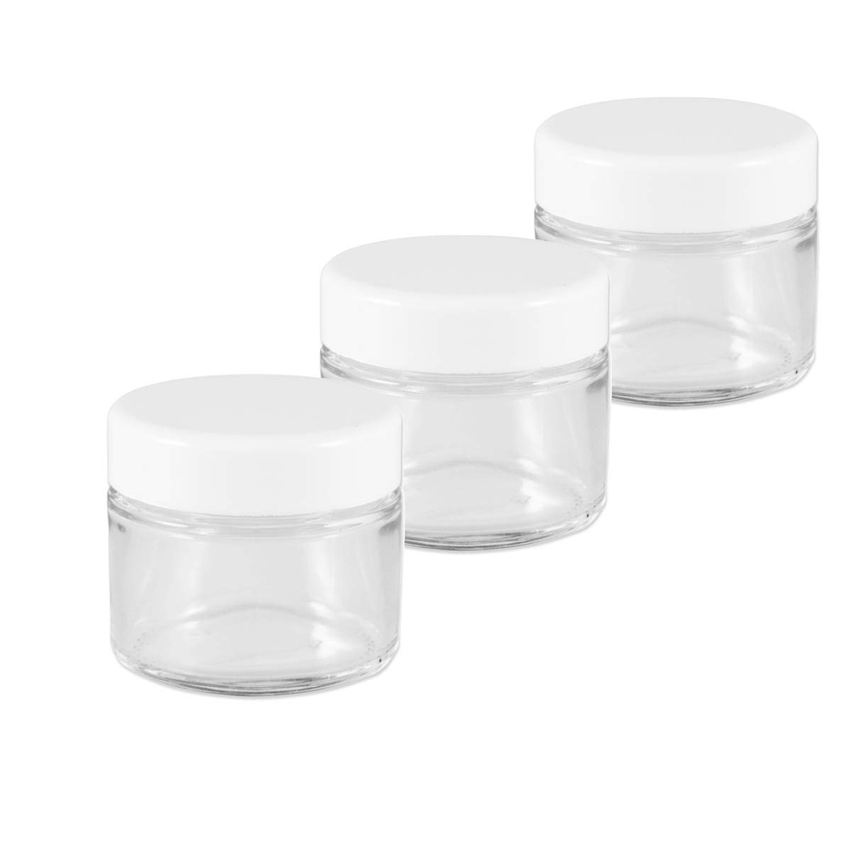 NKLaus 3 x glass jar 50ml with lid white clear glass jar for cream cosmetic jar storage transparent jar 3303