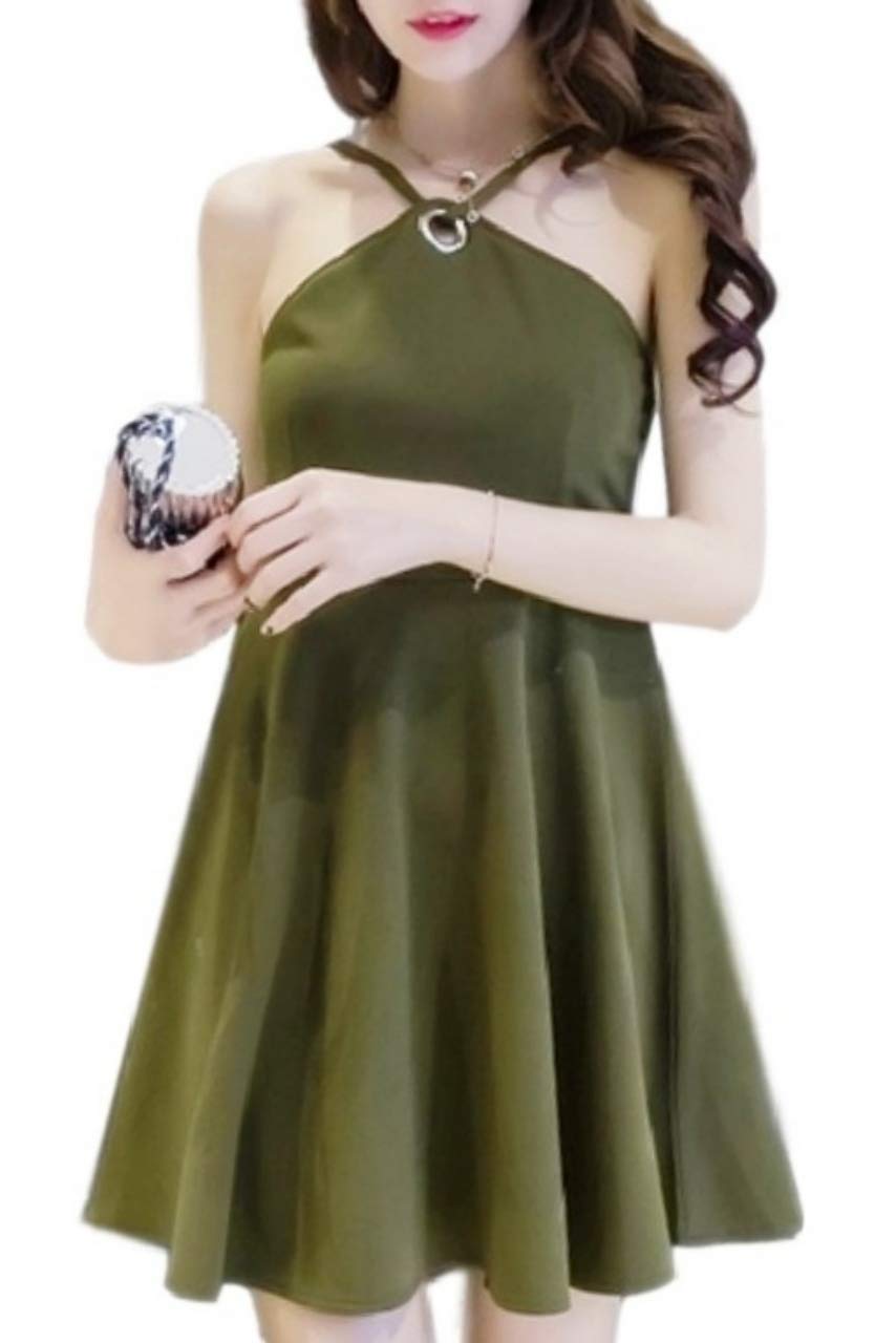 Mua Plaistel クロス ホルターネック ワンピース レディース ひざ丈 セクシー ミニ ドレス Tren Amazon Nhật Chinh Hang 21 Fado