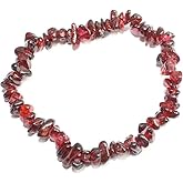Hijet Garnet Chips Chakra Stretch Bracelet 7-8 Inch Long For Men Or Women,Handmade Chips Jewelry Healing Crystal
